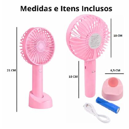 Imagem de Mini ventilador usb portatil recarregavel 5v 3 velocidades