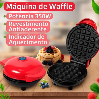 Imagem de Mini Waffle Elétrica Pequena Portátil Ideal Para Casa 110V