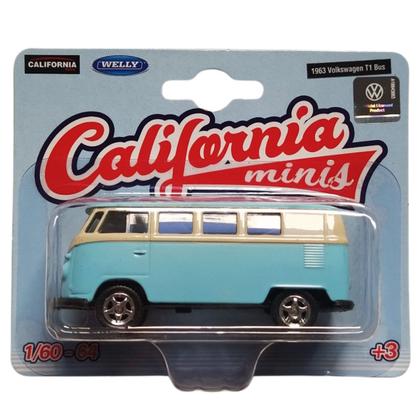 Imagem de Miniatura 1963 Volkswagen T1 Bus Kombi Azul 1/64 California