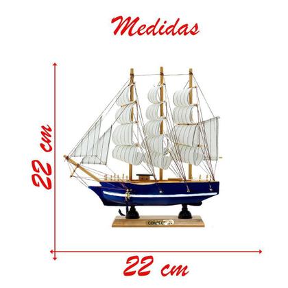 Imagem de Miniatura Barco Navio de Madeira Veleiro Decorativo  22cm