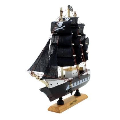 Imagem de Miniatura Barco Navio Pirata de Madeira Veleiro Decorativo  24cm