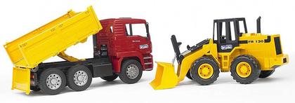 Imagem de Miniatura Caminhão Caçamba Man + Trator de Pá Bruder 1/16