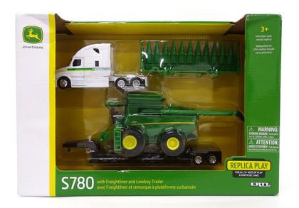 Imagem de Miniatura Caminhão Reboque e Colheitadeira John Deere 1/64