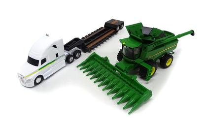 Imagem de Miniatura Caminhão Reboque e Colheitadeira John Deere 1/64