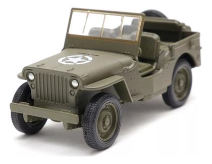 Imagem de Miniatura Carrinho De Ferro Jeep Militar De Guerra Willys Cor Verde