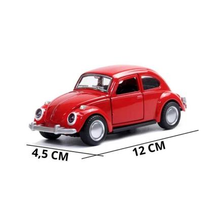 Imagem de Miniatura Carrinho De Metal Antigo Fusca Colecionável Vermelho