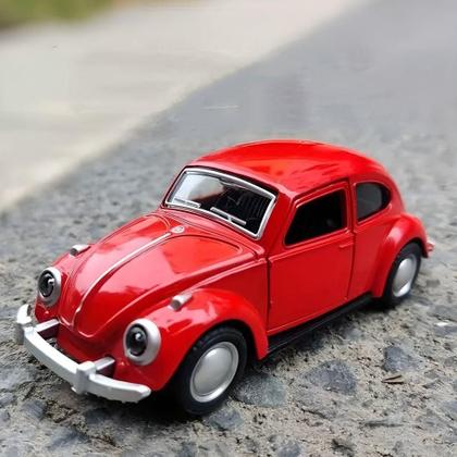Imagem de Miniatura Carrinho De Metal Antigo Fusca Colecionável Vermelho