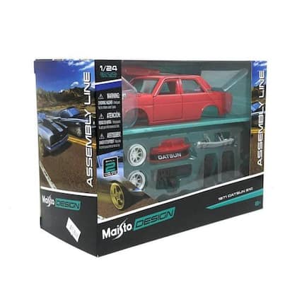 Imagem de Miniatura Carro 1971 Datsun 510 1/24 Kit De Montar Assembly Line Vermelho Maisto 39308