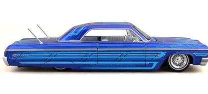 Miniatura Carro Chevrolet Impala (1964) - Lowriders - Azul - 1:24