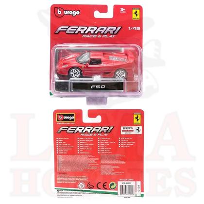 Miniatura Carro Ferrari F50 1/43 Vermelho Bburago 36001