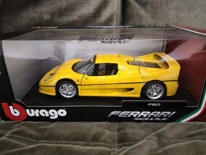 Miniatura Carro Ferrari F50 Race E Play Amarelo 1:18 Burago