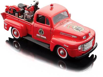 Imagem de Miniatura - Carro - Ford F-1 Pick Up 1948 E El Knucklehead 1936 - 1:24 - Maisto Design - Vermelho