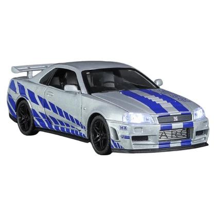 Imagem de Miniatura de Carro Gtr R34 Skyline - Escala 1:32 - Modelo de Liga Metálica para Colecionadores