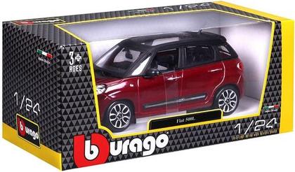 Miniatura Fiat 500 L Vinho Burago 1/24 - Bburago - Carrinhos e Cia