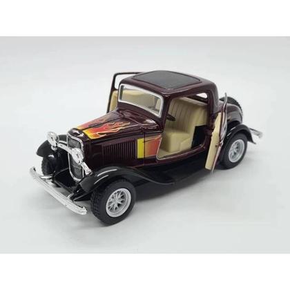 Imagem de Miniatura Ford 3 Window Coupe 1932 Kinsmart 1/34 Metal e Fricção Faixa Vinho