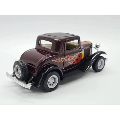 Imagem de Miniatura Ford 3 Window Coupe 1932 Kinsmart 1/34 Metal e Fricção Faixa Vinho