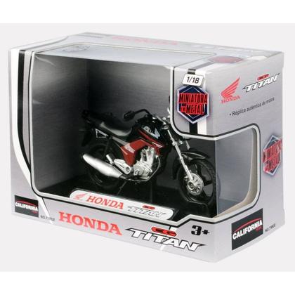 Imagem de Miniatura Moto Honda Cg Titan 160 2014 Preta Escala 1:18 Realista