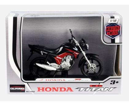 Imagem de Miniatura Moto Honda Cg Titan 160 2014 Preta Escala 1:18 Realista