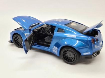 Miniatura Nissan Gtr Liberty Walk Azul Acende Luz/som 1:32 - JKM