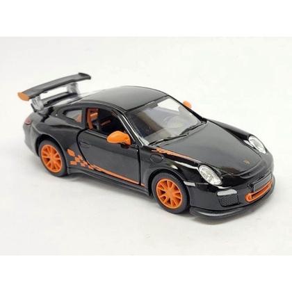 Imagem de Miniatura Porsche 911 GT3 RS 2010 Kinsmart 1/36 Metal e Fricção Preto/Laranja