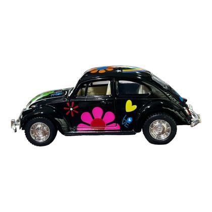 Imagem de Miniatura Volkswagen Fusca Paz e Amor Preto Metal 1:32