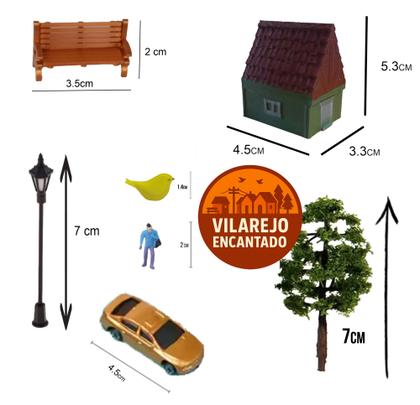 Imagem de Miniaturas Vilarejo Encantado: Casas, Postes e Pessoas  Maquete Urbana/Diorama