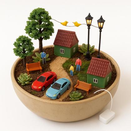 Imagem de Miniaturas Vilarejo Encantado: Casas, Postes e Pessoas  Maquete Urbana/Diorama