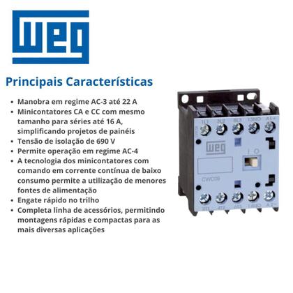 Imagem de Minicontator Weg 220V 9A Tripolar 1NA CWC09-10-30V26