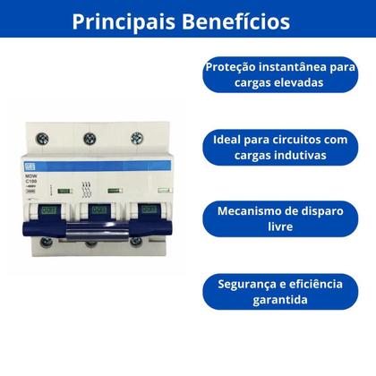 Imagem de Minidisjuntor Weg Tripolar 100A Curva C MDW-C 100A