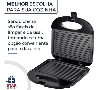 Imagem de Misteira Sanduicheira Elétrica Bak Grill Prime Inox 750w Antiderrapante Com Alça 110v