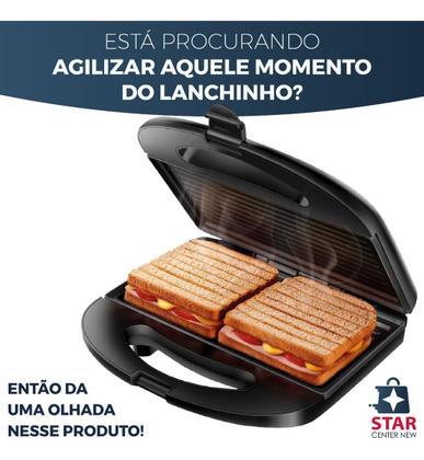 Imagem de Misteira Sanduicheira Elétrica Bak Grill Prime Inox 750w Antiderrapante Com Alça 110v