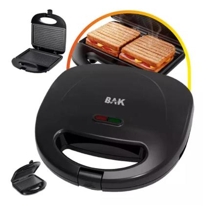 Imagem de Misteira Sanduicheira Elétrica Bak Grill Prime Inox 750w Portátil Potente Com Alça