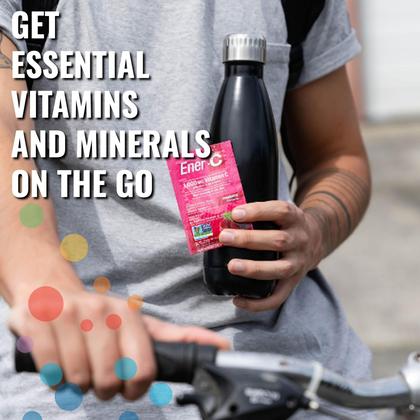 Imagem de Mistura de bebidas multivitamínicas Ener-C  pacotes de vitaminas para água, pacotes de eletrólitos em pó, mistura de bebidas vitamínicas, mistura líquida de hidratação, reforço imunológico para adultos, energia saudável  framboesa, 60 unidades