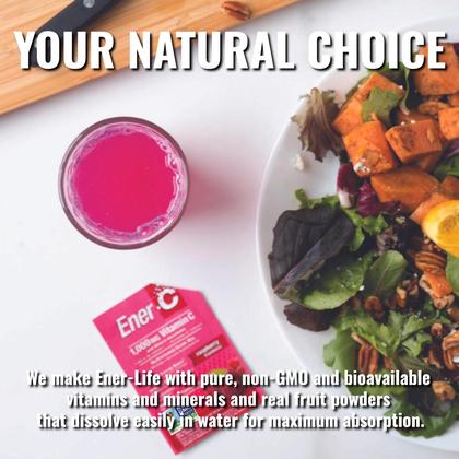 Imagem de Mistura de bebidas multivitamínicas Ener-C  pacotes de vitaminas para água, pacotes de eletrólitos em pó, mistura de bebidas vitamínicas, mistura líquida de hidratação, reforço imunológico para adultos, energia saudável  framboesa, 60 unidades