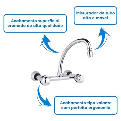 Imagem de Misturador de Cozinha Parede Oggi 1258