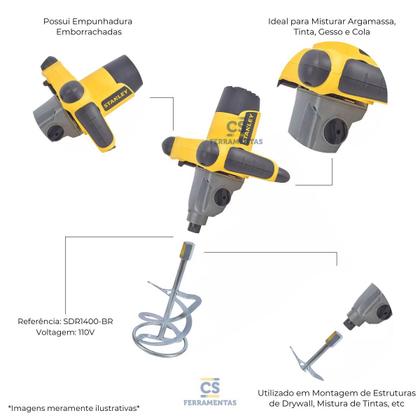 Imagem de Misturador Elétrico De Argamassa 1.400W 127V SDR1400-BR Stanley