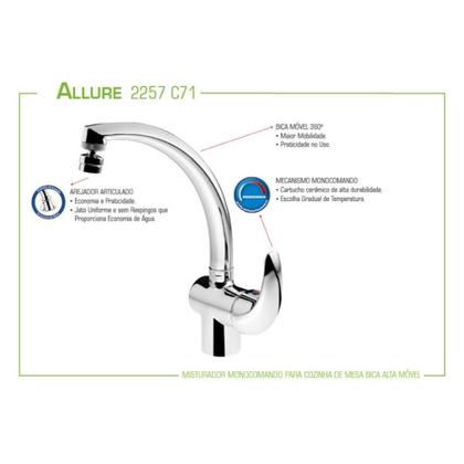 Imagem de Misturador Monocomando Cozinha Mesa Allure 2257 C71 - Lorenzetti