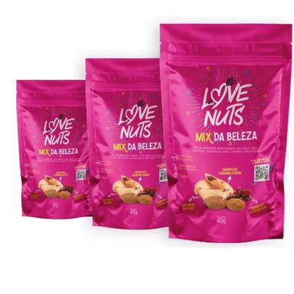 Imagem de Mix da beleza com nuts, castanha de caju, amêndoas caramelizadas e cranberry desidratado 40g 21 unidades - love nuts