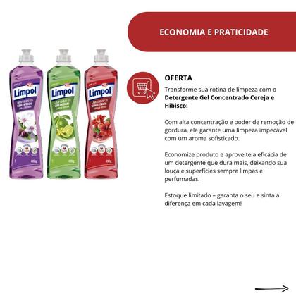 Imagem de Mix de Detergente Gel Limpol 400ml Cada Kit C/3 Aromas Uva, Limão e Cereja Concentrado