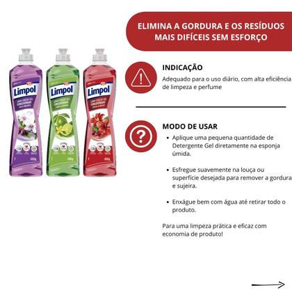 Imagem de Mix de Detergente Gel Limpol 400ml Cada Kit C/3 Aromas Uva, Limão e Cereja Concentrado