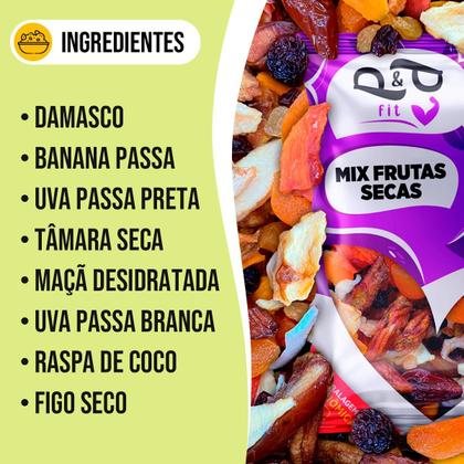 Imagem de Mix P&P Frutas Secas Tropical Desidratado Damasco 1Kg Maçã Coco Chips Figo Banana Tâmara Uva 1Kg