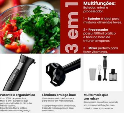 Imagem de Mixer 3 em 1 batedor mixer processador 200W