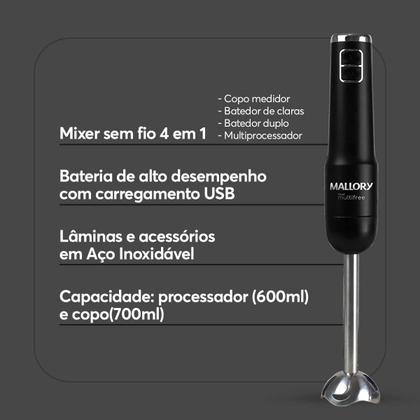 Imagem de Mixer 4 em 1 Mallory sem Fio Multifree 150w Bivolt 