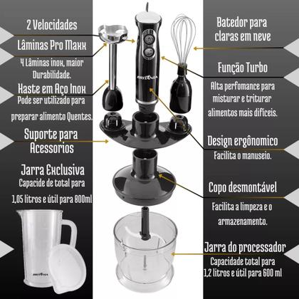Imagem de Mixer Batedor e Processador De Alimentos Britânia 3 Em 1 - 500w