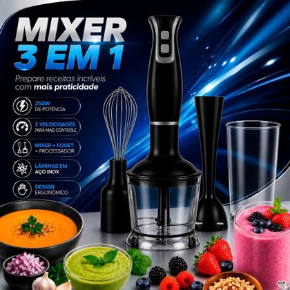 Imagem de Mixer com Processador 500ml Fouet e Copo Transparente 127V ou 220V