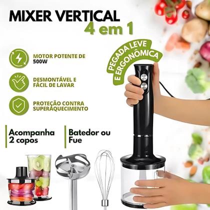 Imagem de Mixer e Processador de Alimentos 4 em 1 110v com Nota Fiscal