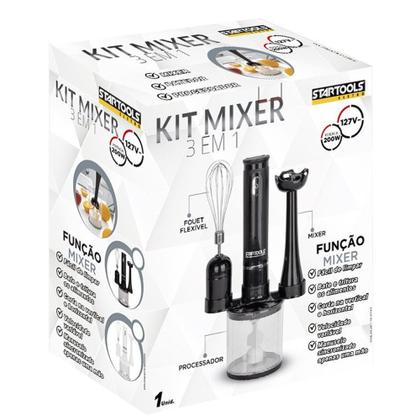 Imagem de Mixer Elétrico 3 Em 1 Processador Batedor Liquidificador Multifuncional Portátil Multiuso Misturar, Bater, Triturar e Processar Alimentos