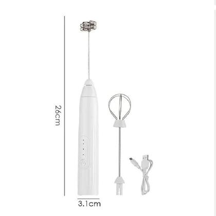 Imagem de Mixer Misturador de Bebidas Elétrico 2 em 1 Portátil Com 3 Velocidades Ajustáveis Espuma Leite Clara de Ovo Recarregável