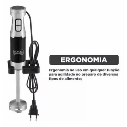 Imagem de Mixer Portatil MK600 Mini Processador Fusion Vertical 3 Em 1 Em Inox 127V 600W Black Decker