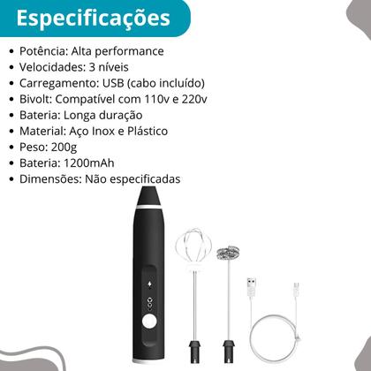 Imagem de Mixer Portátil USB Misturador Bebidas Cor Branco 110V/220V